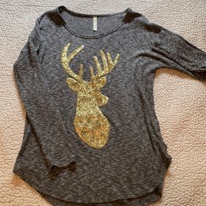 Sequin Reindeer Top